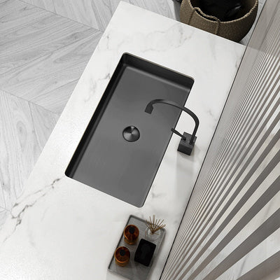 Black stainless steel undermount bathroom sink