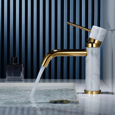 Karma -Single Hole Bathroom Faucet with Natural stone marble