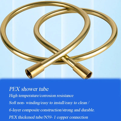 Brushed Gold Shower Tube Soft And Durable Heat Resisting Shinning Shower Hose Water Heater Accessories