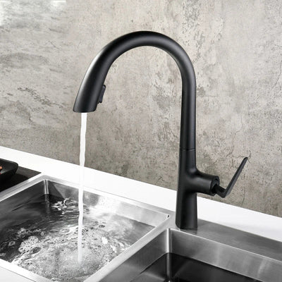 Kitchen Kit 2 In 1 Sink Faucet With Pull Down Stream Sprayer Single Lever Black Gold 360 Rotating Extendable Hot Cold Mixer Tap