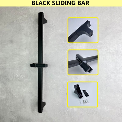 Black square slide bar shower set