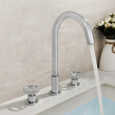 Bergen-Brushed gold Industrial 8" Inch widespread bathroom faucet