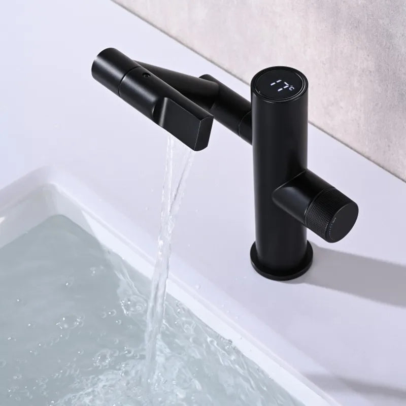 Modern Intelligent Digital Display LED Basin Faucet Bathroom 360° Rotation Wash Hot and Cold Water Sink Mixer Taps Kitchen Tap