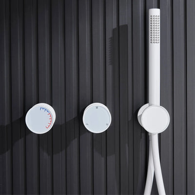 White matte volume control 3 way function completed shower system kit