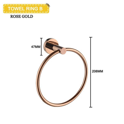 Round rose gold polished bathroom accessories set