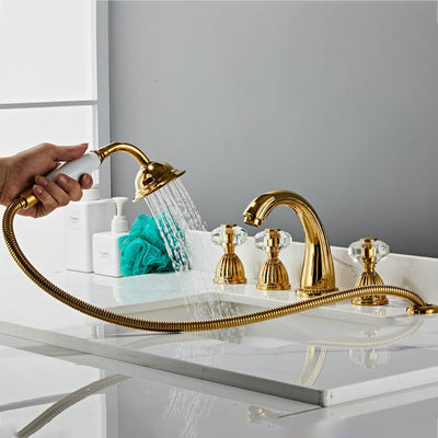 Portobelo- Gold 5 pieces deck mounted bathtub filler faucet set