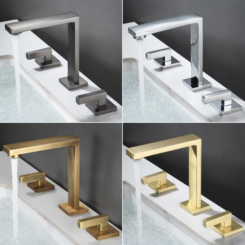 Cuatro- Modern square 8" Inch wide spread bathroom faucet