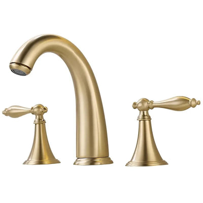 Brushed gold Victorian Traditional 8" Inch wide spread lavatory faucet