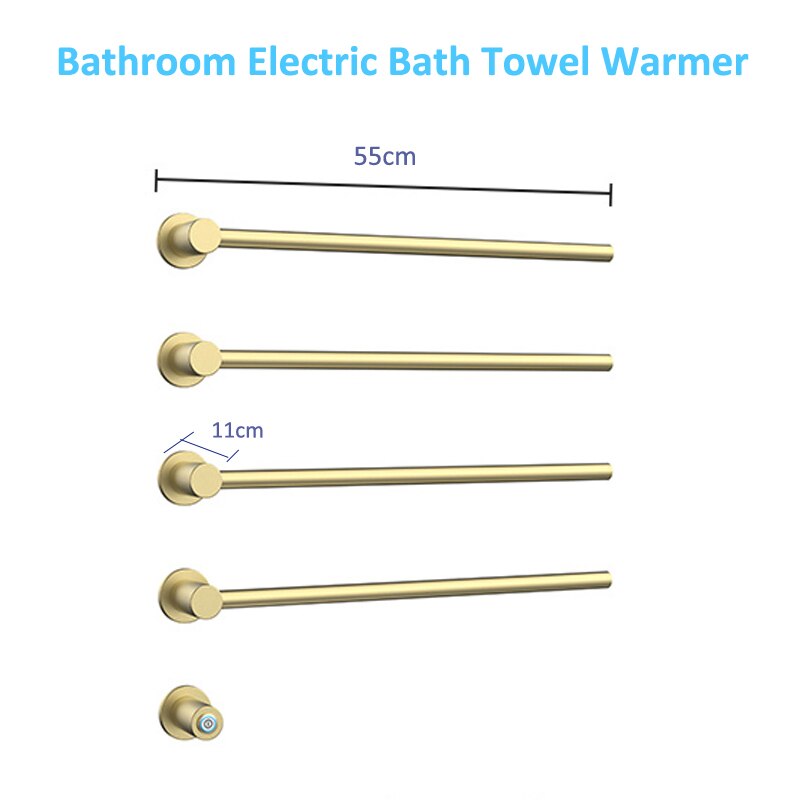 Brushed gold CSA clean sleek euro design hardwire towel warmer