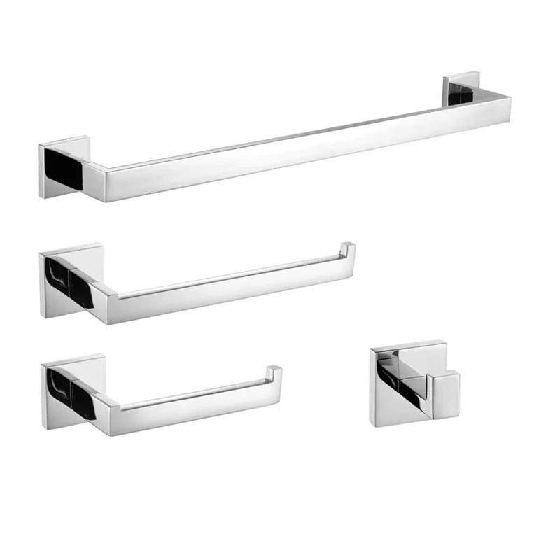 Chrome Steel Bathroom Hardware Mirror Chrome Polished Towel Rack Toilet Paper Holder Towel Bar Hook Bathroom Accessories