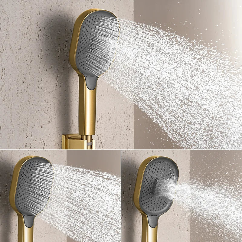 Aria-Brushed gold round  2 way thermostatic shower set