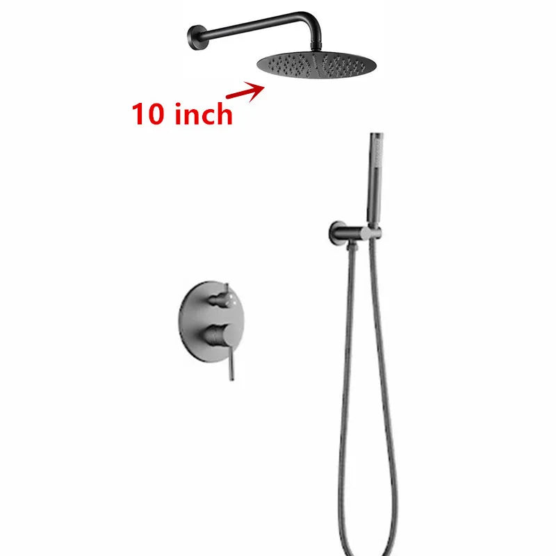 Gun Gray Gunmetal matte round  2 and 3 way function diverter shower set