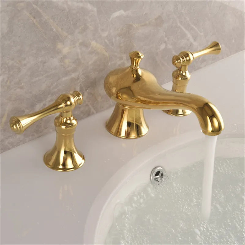 Aladin Gold 8" inch wide spread bathroom faucets