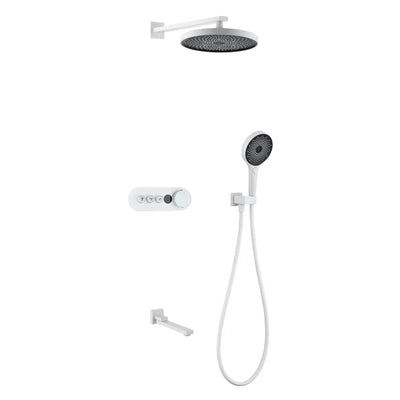 New Nordic design 2024 white matte round 2 to 3 way function thermostatic shower system kit