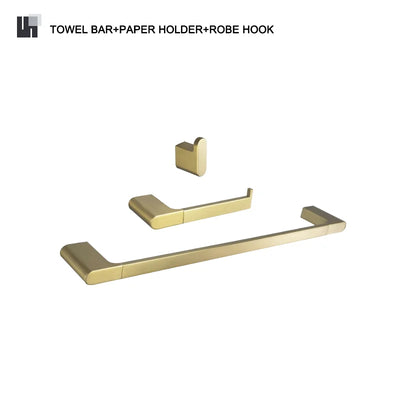 Brushed Gold  Bathroom Accessories Hardware Towel Bar Rail Toilet Paper Holder Towel Rack Hook Toilet Brush Soap Dispenser