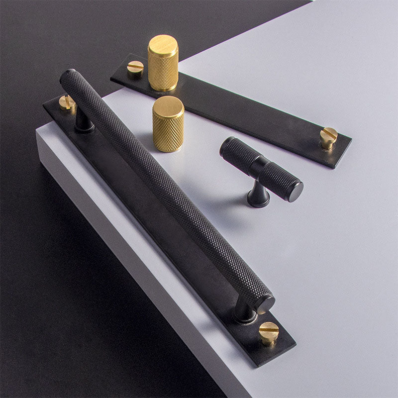 Brushed gold and Black with Brushed gold cabinet door handles