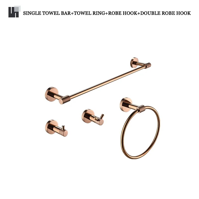 Milano- Round Rose gold polished bathroom accessories set