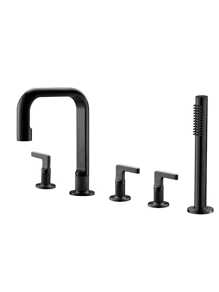 Milano collection- 5 pieces deck mounted bathtub filler faucet set