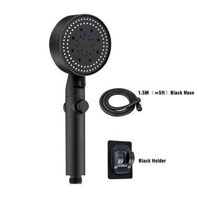 Black round 6 functions hand shower sprayer