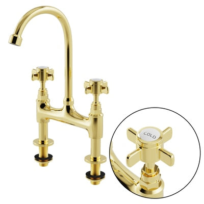 Victorian Gold polish brass 4" inch deck mount bar faucet