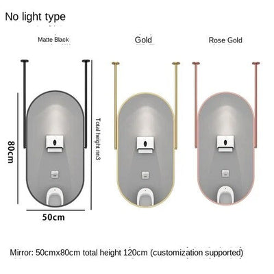 Oval 2 pole  1 side Brushed Gold LED Ceiling Mount Mirror