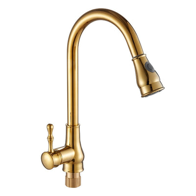 Gold Victorian pull out dual sprayer kitchen faucet