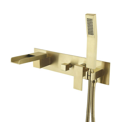 Square waterfall wall mounted bathtub filler faucet set