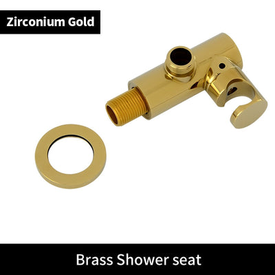 Solid brass hand held round sprayer with wall mounted elbow supply holder