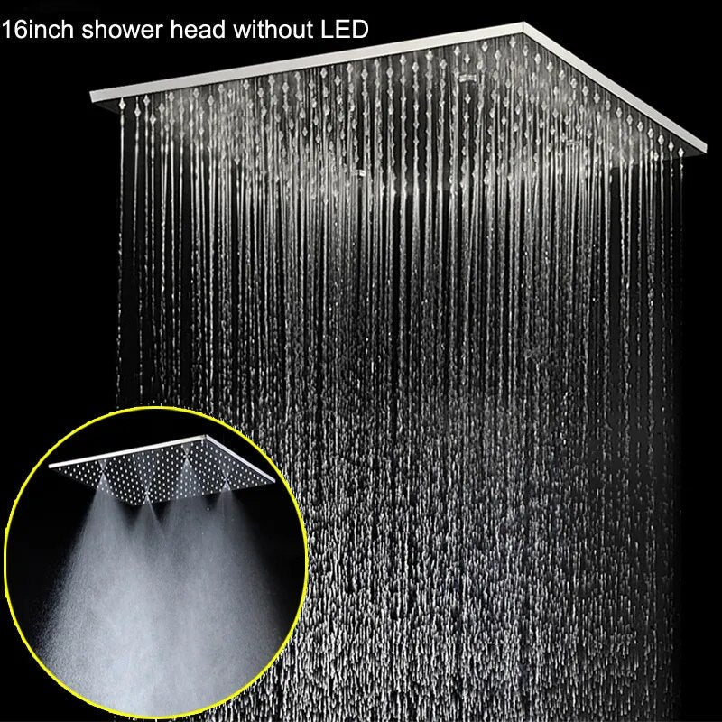 hm High Quality Thermostatic Shower System Set 20Inch Square Ceilling Massage Misty Rainfall Shower Head Faucet Chrome Polished