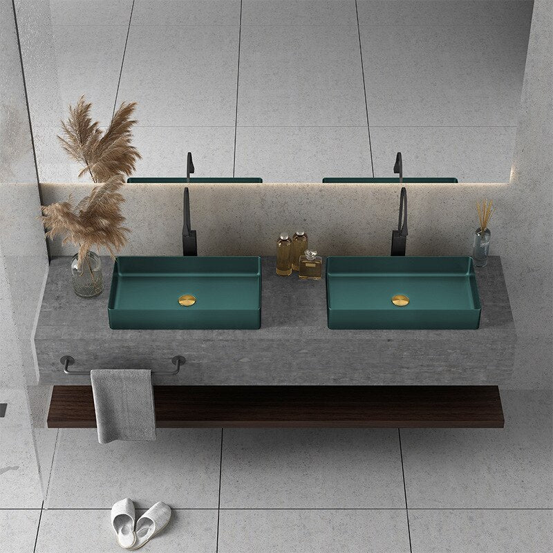 Dark Green Steel Vessel Sink