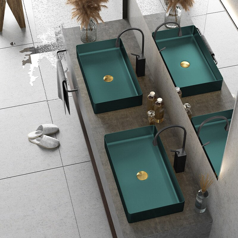 Dark Green Steel Vessel Sink