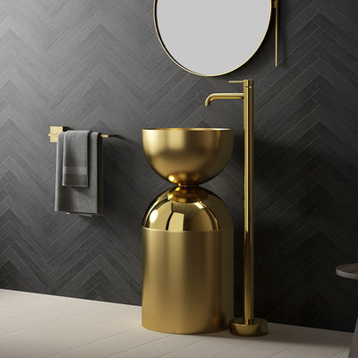 COPA- Brushed gold pedestal frestanding bathroom basin