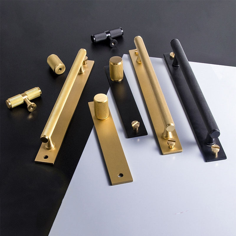 Brushed gold and Black with Brushed gold cabinet door handles