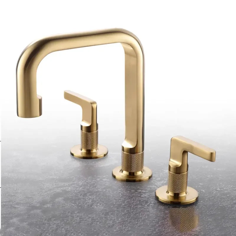 Milano-Brushed gold 8" inch Widespread Bathroom Sink Faucet