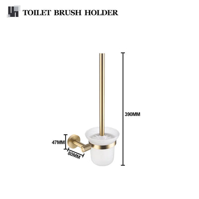 Brushed Gold Robe Hook Towel Rail Bar Rack Toilet Brush Tissue Paper Holder Soap Dish Shelf