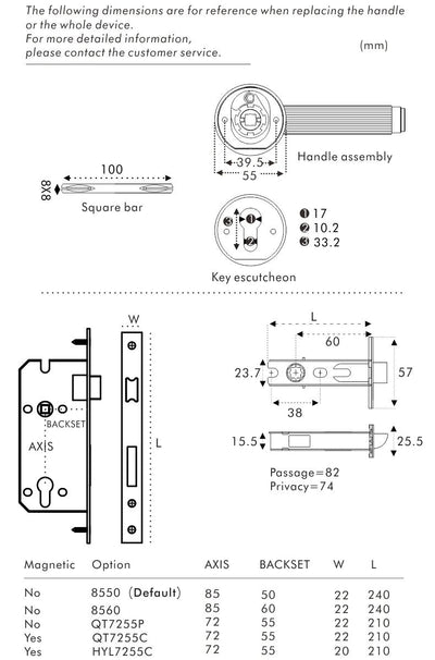 Brushed Gold Modern Interior Door Passage Lock Set