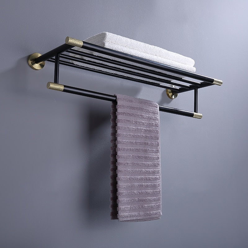 CARA-Black with brushed gold two tone bathroom accessories