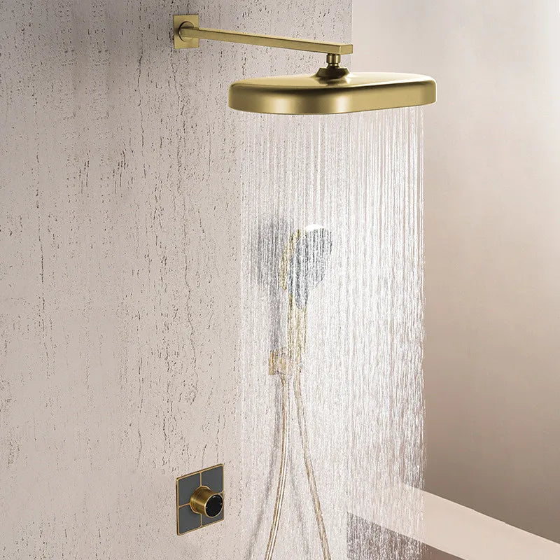 Aria-Brushed gold round  2 way thermostatic shower set