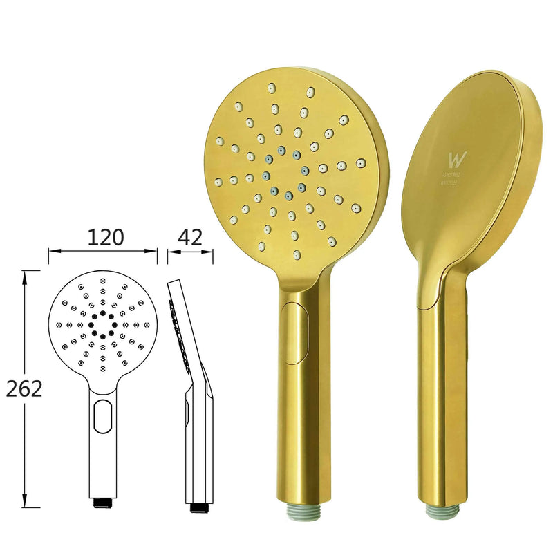 Brushed gold modern exposed thermostatic 2 way function shower system