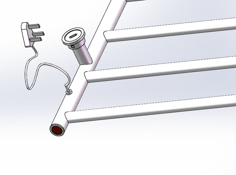 Chrome round electrical towel warmer rail 39"x18"