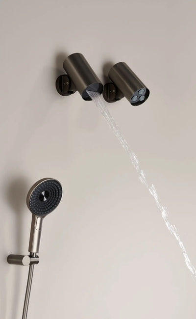 Porsha-Wall-mounted Shower System with Embedded Hot Melt Gun, Grey and White Shower Set