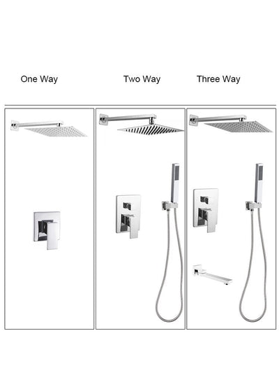 Chrome  CUPC square rain head 1-2 -3 way pressure balance shower kit