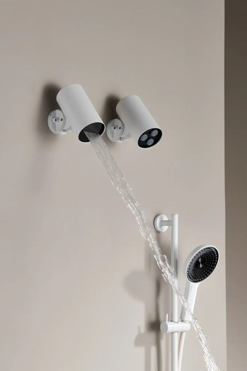 Porsha-Wall-mounted Shower System with Embedded Hot Melt Gun, Grey and White Shower Set