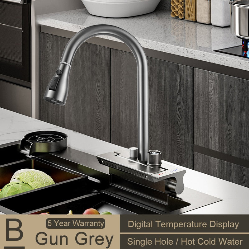 New 2023 Design Kitchen Faucet with Digital Temperature Control and Waterfall spray