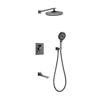 Round Digital New Thermostatic 3 way function diverter shower kit