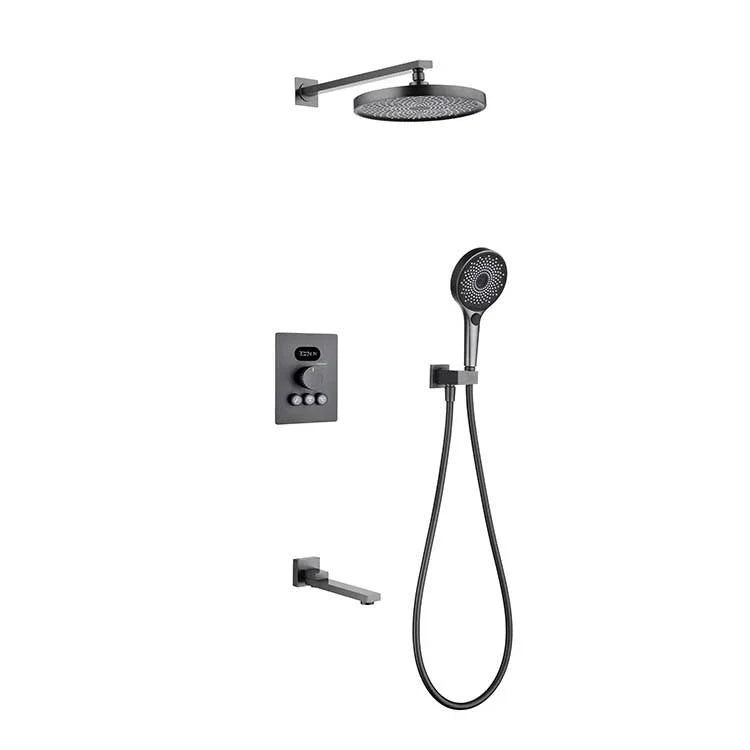 Round Digital New Thermostatic 3 way function diverter shower kit