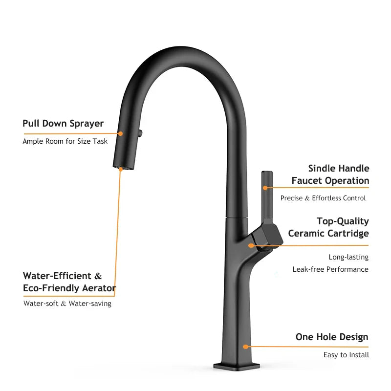 Cadillac- New 2024 Modern pull out dual sprayer kitchen faucet