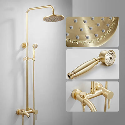 Brushed gold Victorian exposed shower system kit