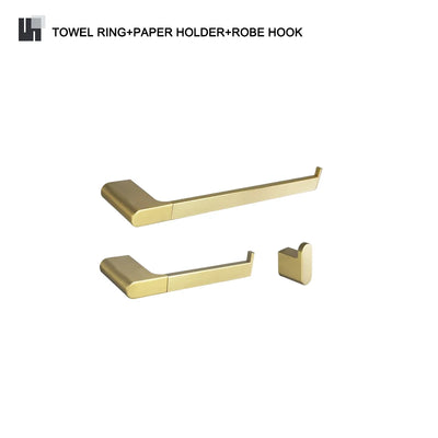 Brushed Gold  Bathroom Accessories Hardware Towel Bar Rail Toilet Paper Holder Towel Rack Hook Toilet Brush Soap Dispenser