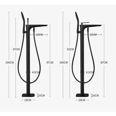 Floor Stand Bathroom Bath Faucet Luxury Brass Bathtub Hot Cold Water Freestanding With Handshower Single Handle Mixer Shower Tap